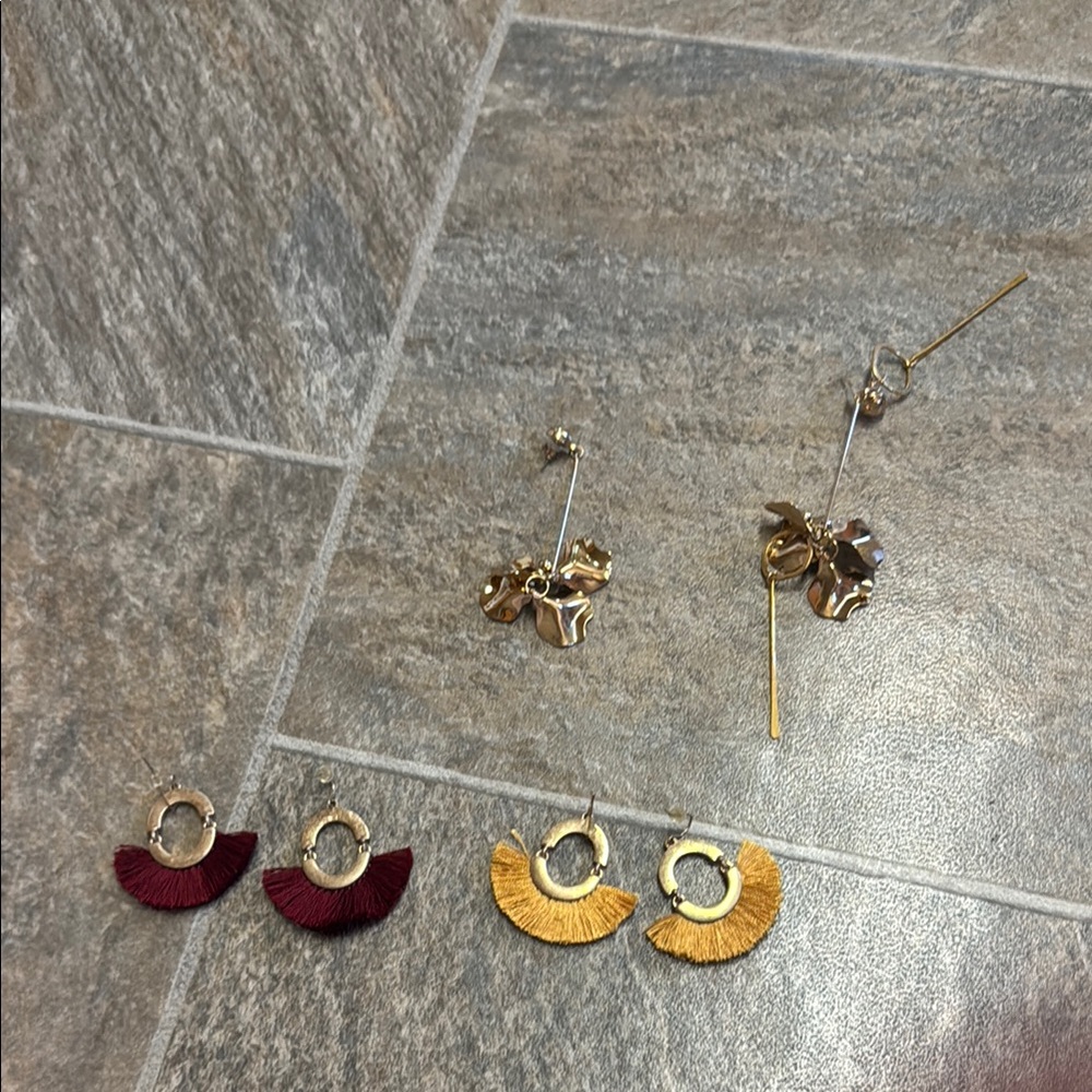 Gold and Tassel Earring Set